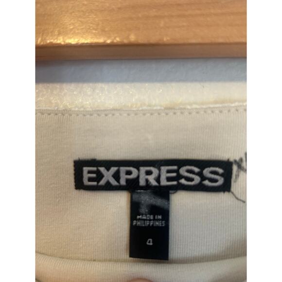 Express Size 4 High Wasted Off White Ivory Color Laced Lined Mini Skirt - Picture 5 of 11